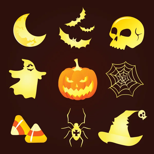 Cute Halloween icons — Stock Vector
