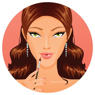 güzel bir kadın lipgloss uygulanıyor