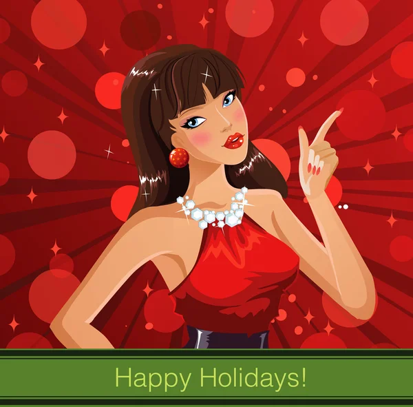 Holiday party girl — Stock Vector