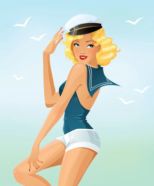 Sexy sailor girl — Stock Vector