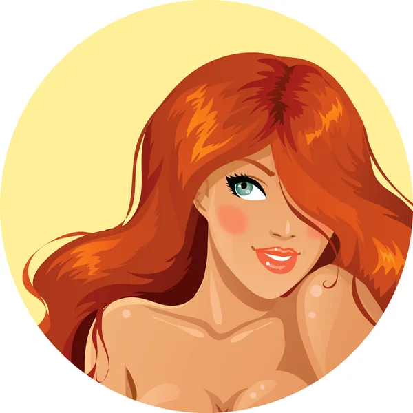 赤い髪の少女の肖像画 — ストックベクタ