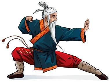 Fighting old warrior clipart