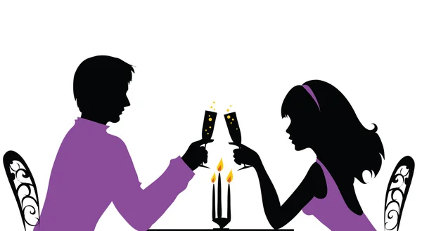 Romantic dinner with candles — Stock Vector