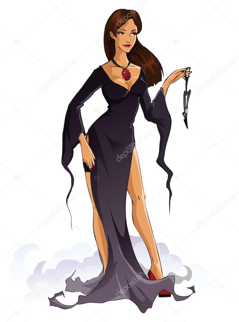 Mystical witch in dress