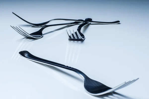 Metal cutlery on the table — Stock Photo, Image