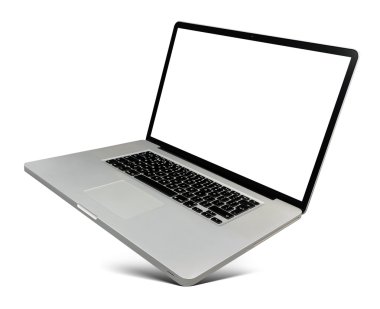 Vurgulama alüminyum laptop ile boş bir ekran ve popüler tasarım
