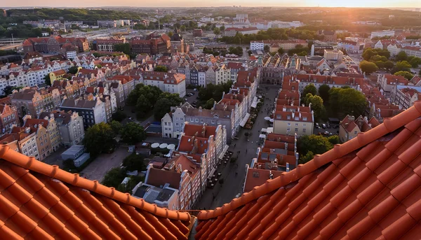 Panorama of the old city during sunset  in Gdansk Poland — Stock Photo, Image