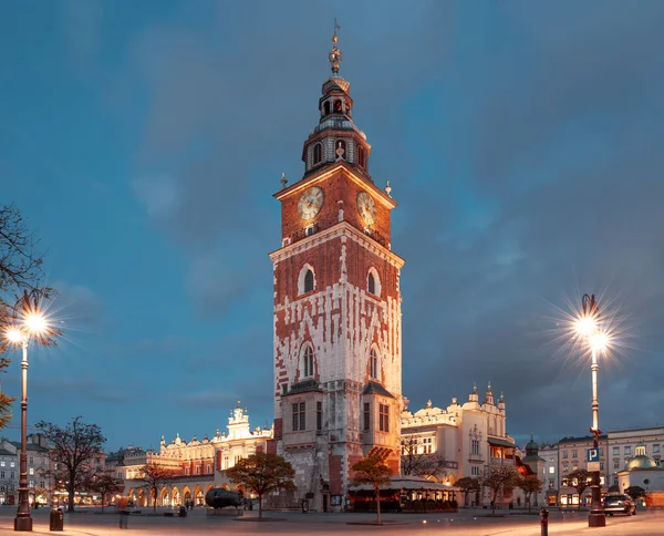 Krakow attractions in market square in the evening. Symbol of Krakow, Poland Europe. — Stock Photo, Image