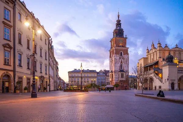 Krakow attractions in market square in the evening. Symbol of Krakow, Poland Europe. — Stock Photo, Image