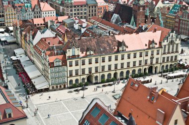 Air view panorama with wroclaw (breslau), poland. clipart