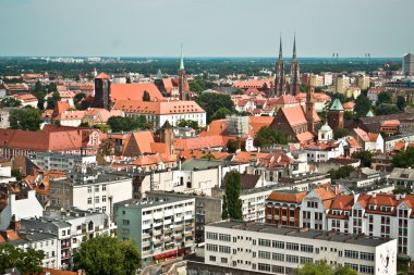 Hava görünümü panorama ile wroclaw (breslau), Polonya.