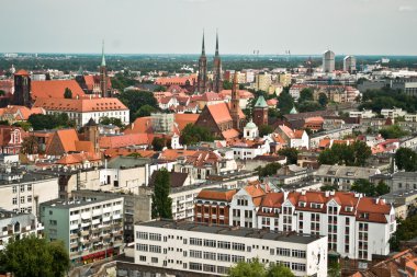 Hava görünümü panorama ile wroclaw (breslau), Polonya.