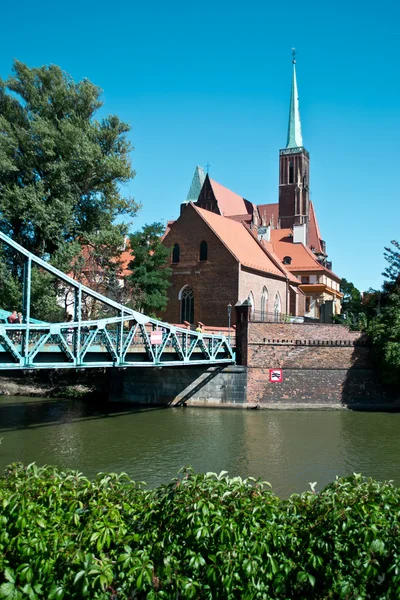 Most na wyspę Tumski, Wrocław, Polska — Zdjęcie stockowe