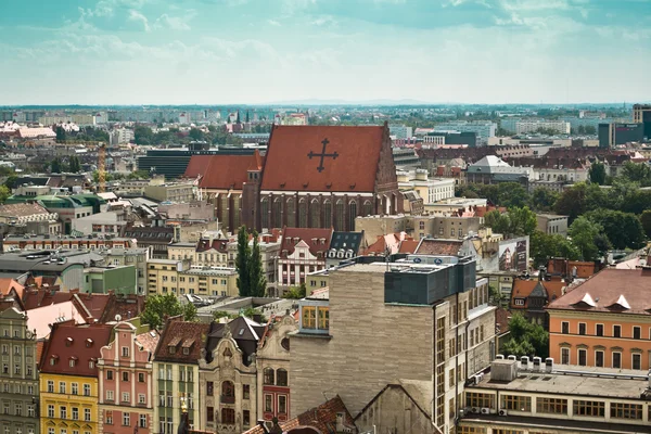 Powietrza Widok panoramy z Wrocławia (breslau), Polska. — Zdjęcie stockowe