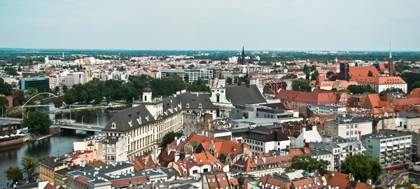 Air view panorama with wroclaw (breslau), poland. — Stock Photo, Image