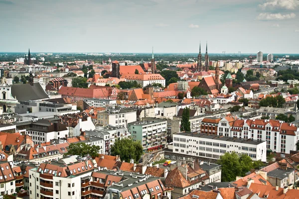 Air view panorama with wroclaw (breslau), poland. — Stock Photo, Image