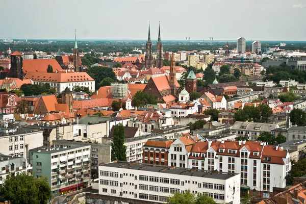 Powietrza Widok panoramy z Wrocławia (breslau), Polska. — Zdjęcie stockowe