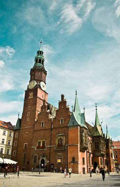 Стародавні ратуша у Вроцлаві, Польща Ліцензійні Стокові Зображення