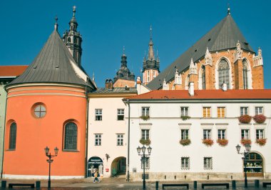 Krakow, Polonya: Maly Rynek eski Pazar Meydanı