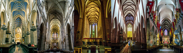 Selection interiors of Catholic churches