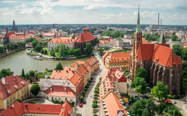 eski Wroclaw cityscape, Polonya