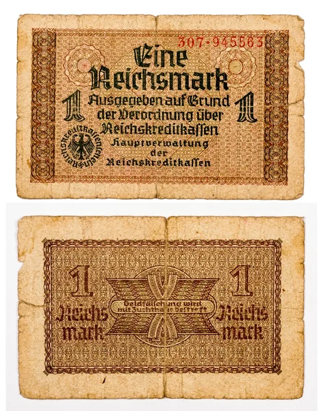 1 reichsmark materiaallijst-Duitsland geïsoleerd op wit — Stockfoto