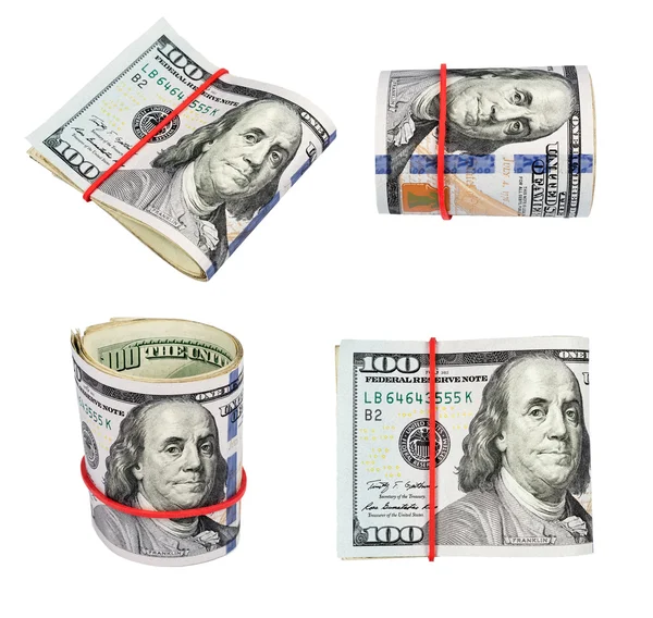 Collection of United States dollars, isolated on a white — Stock Photo, Image