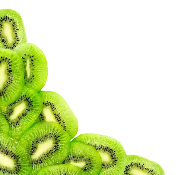 Frische Kiwi-Fruchtscheiben isoliert auf einem weißen — Stockfoto