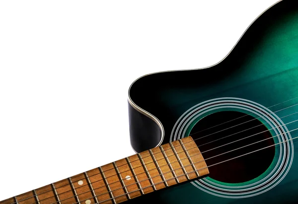 Parte da guitarra acústica, cor preta e verde isolado em um — Fotografia de Stock