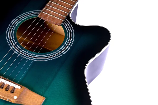 Parte da guitarra acústica, isolada sobre um branco — Fotografia de Stock