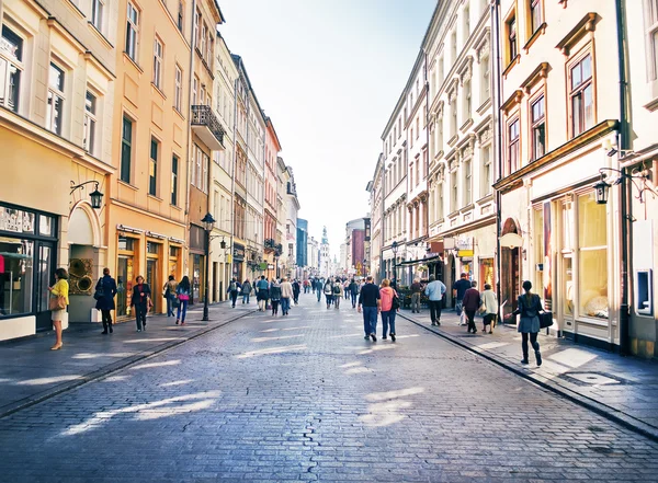 People goes by Florianska street — Stock Photo, Image