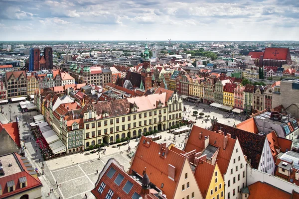 Powietrza Widok panoramy Wrocławia — Zdjęcie stockowe