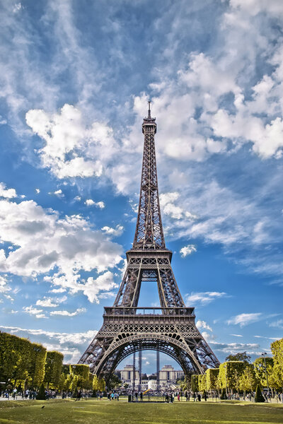 Eiffel Tower, view from the Champs de Mars. Paris, France