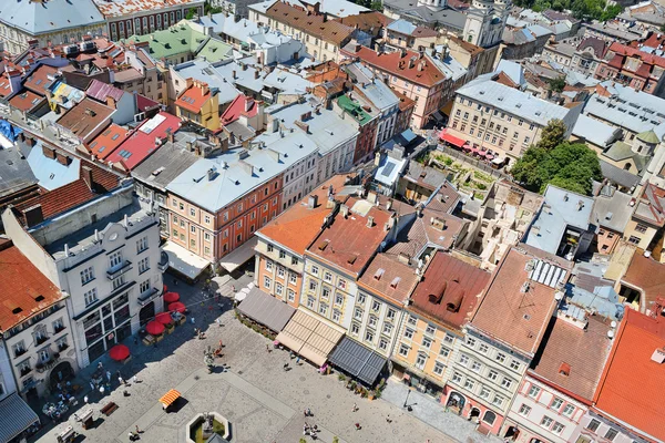 Air view on the market square in Lviv City — Stock Photo, Image