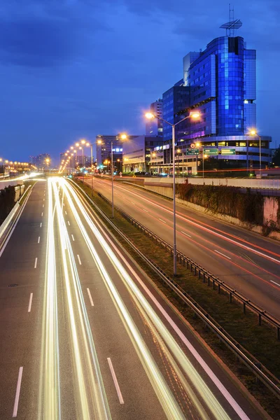 Otoban akşam Katowice merkezinde.