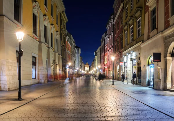 Colorful street in Krakow in the evening. — Stock Photo, Image
