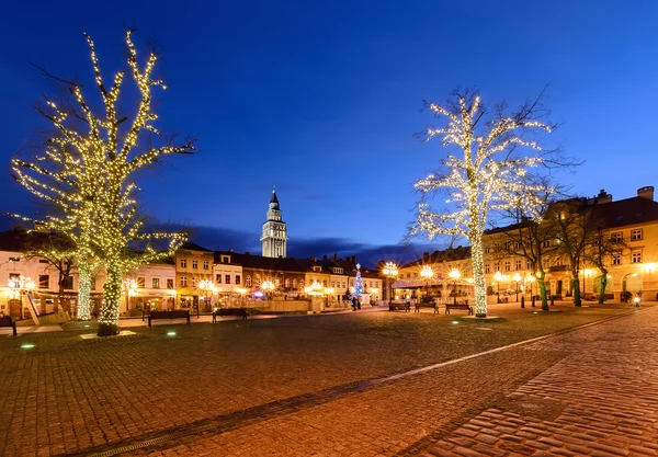 Bielsko-Biała Zima w godzinach wieczornych. — Zdjęcie stockowe