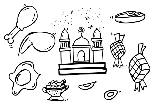 Hand Draw Sketch, Ramadhan (big islam day) Foods in indonesia
