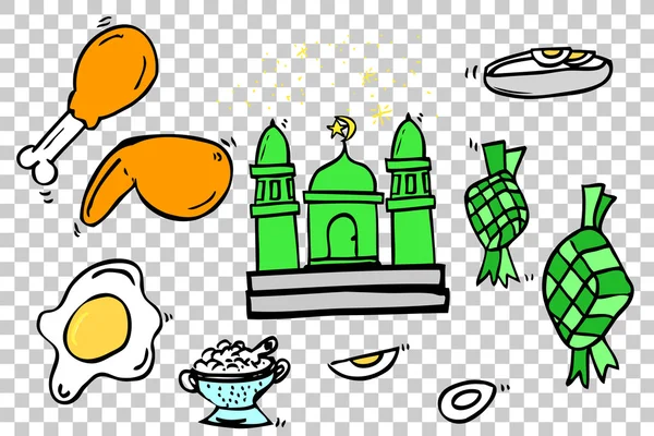 Hand Draw Sketch, Ramadhan (big islam day) Foods in indonesia — Stock Photo, Image