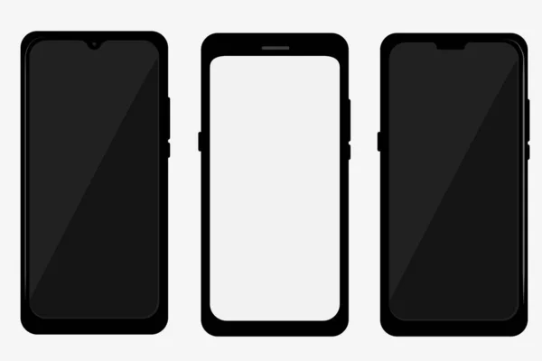 现实平面彩色黑色智能手机的矢量不同模型 — 图库矢量图片