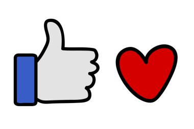 Basit Vektör Simgesi, Başparmak Yukarı ve Beğen veya Sevgi