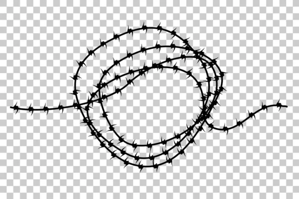 Seamless Vector Silhouette Curl Barbed Wire Transparent Effect Background — Stock vektor