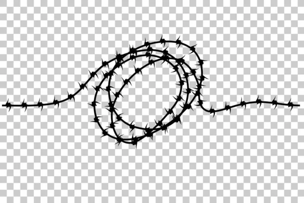 Seamless Vector Silhouette Curl Barbed Wire Transparent Effect Background — Stock vektor