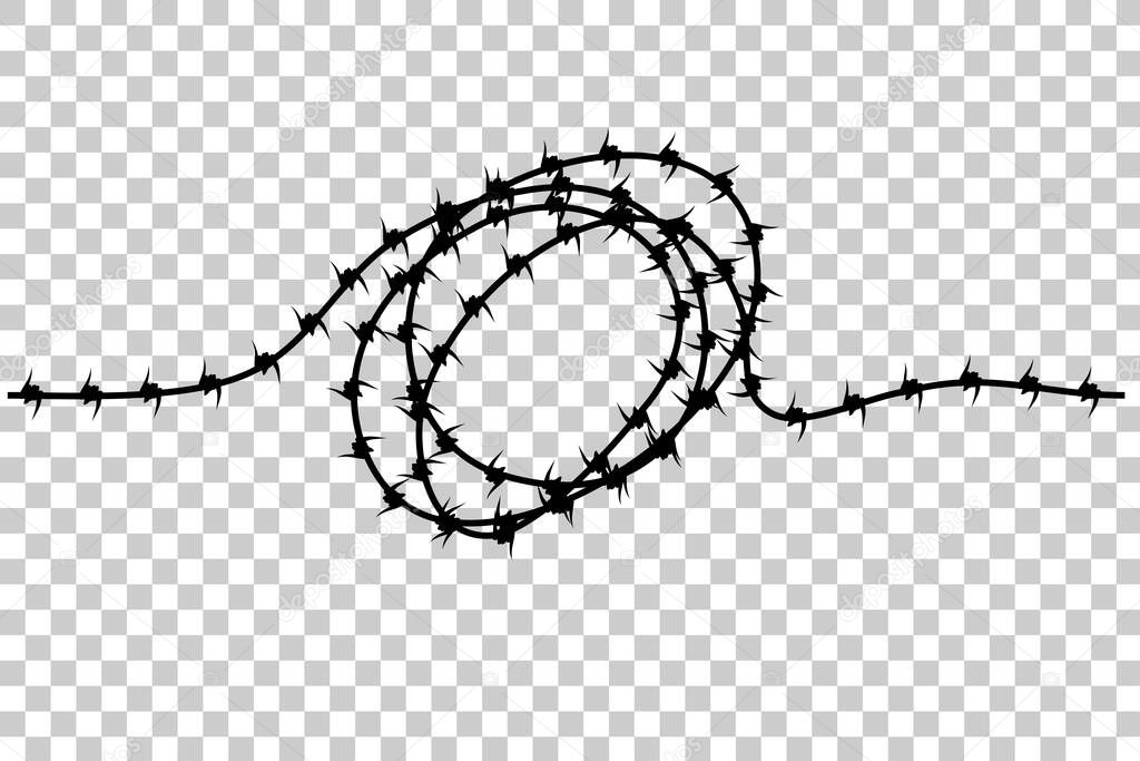 Seamless Vector Silhouette Curl Barbed Wire, at transparent effect background