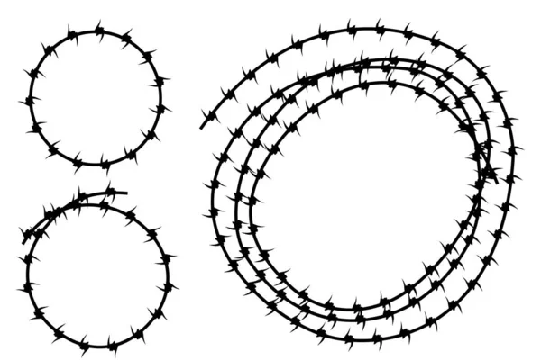 Enkel Vektor Ram Siluett Taggtråd Cirkel Form — Stock vektor