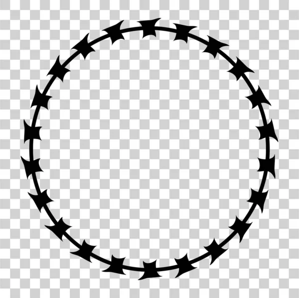 Enkel Vektor Ram Silhuett Barbed Wire Circle Shape Transparent Effekt — Stock vektor