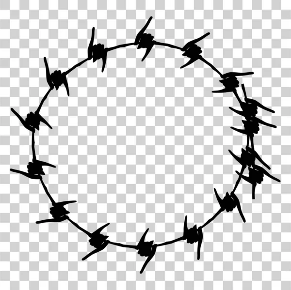 반사기 Silhouette Barbed Wire Circle Shape 배경에 — 스톡 벡터