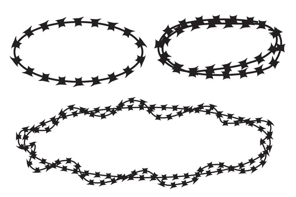 Enkel Vektor Ram Silhuett Barbed Wire Oval Form — Stock vektor