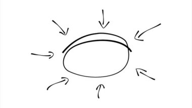 Ses Görüntüsü Yok, Beyaz Arkaplanda Oval Alanı gösteren El Oku Çizimi