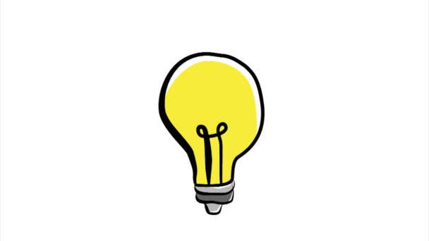 Animated drawing light bulb, Stock Video